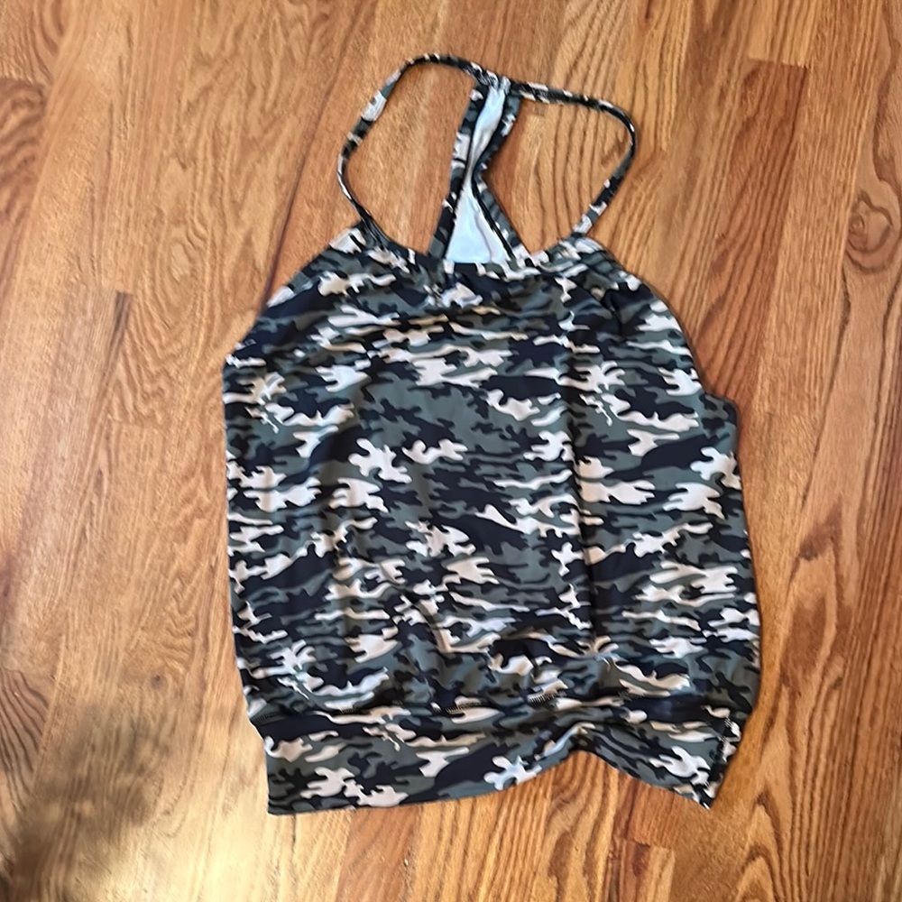 Black and Brown Ruched Sleeveless Tank Top